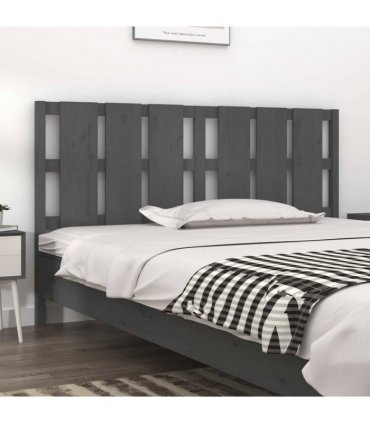 vidaXL Bed Headboard Grey 165.5x4x100 cm Solid Wood Pine — Size: 165.5 x 100 cm