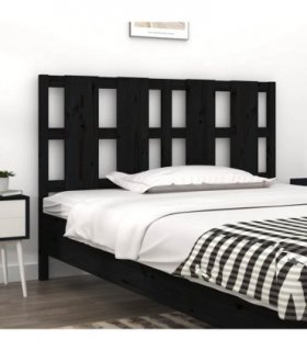 vidaXL Bed Headboard Black 145.5x4x100 cm Solid Wood Pine — Size: 145.5 x 100 cm — V0672031285