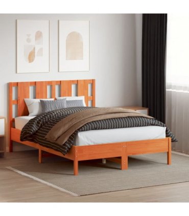 vidaXL Headboard Wax Brown 135 cm Solid Wood Pine — Size: 140.5 x 100 cm