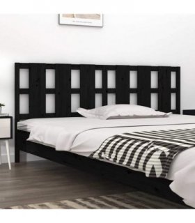 vidaXL Bed Headboard Black 205.5x4x100 cm Solid Wood Pine — Size: 205.5 x 100 cm — V0672031301