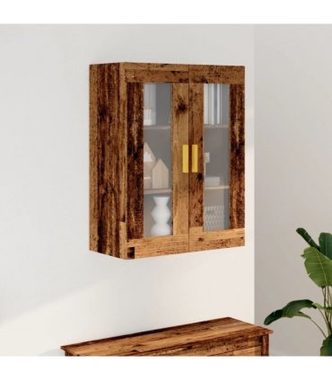 vidaXL Hanging Wall Cabinet Old Wood 69.5x34x90 cm