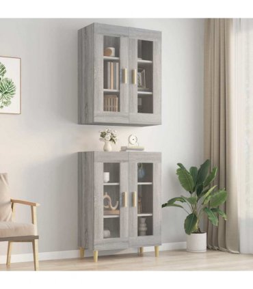 vidaXL Hanging Wall Cabinet Grey Sonoma 69.5x34x90 cm