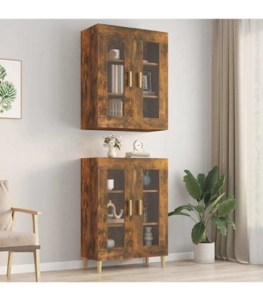 vidaXL Hanging Wall Cabinet Smoked Oak 69.5x34x90 cm