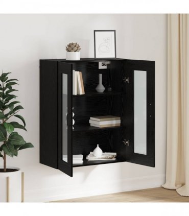 vidaXL Storage Cabinet Wall-mounted Black Oak 69.5 x 34 x 90 cm