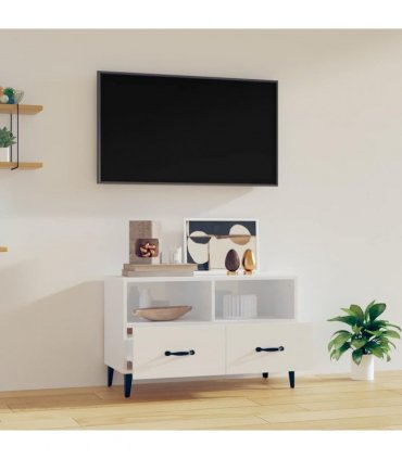 vidaXL TV Cabinet High Gloss White 80x36x50 cm Engineered Wood