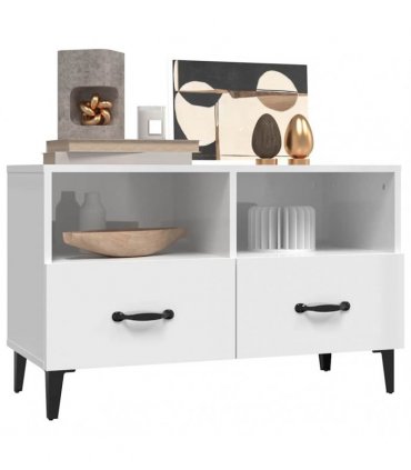 vidaXL TV Cabinet High Gloss White 80x36x50 cm Engineered Wood