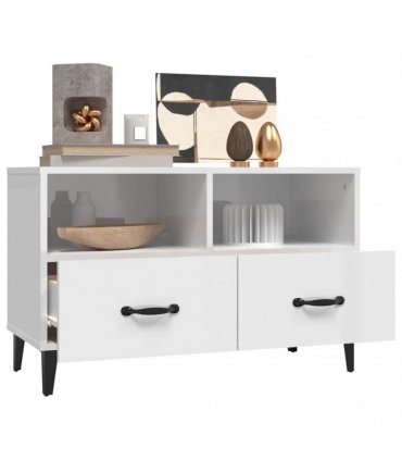 vidaXL TV Cabinet High Gloss White 80x36x50 cm Engineered Wood