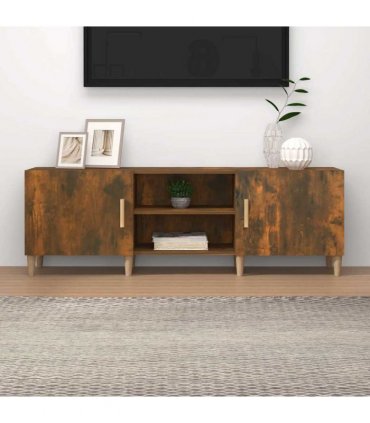 vidaXL TV Cabinet Smoked Oak 150x30x50 cm Engineered Wood