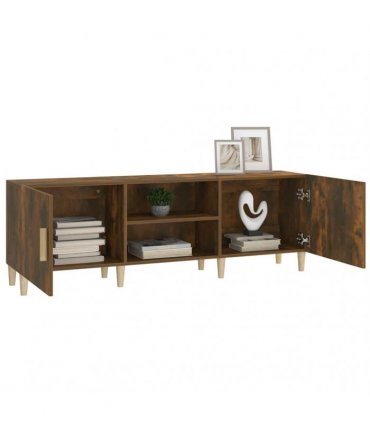 vidaXL TV Cabinet Smoked Oak 150x30x50 cm Engineered Wood