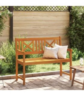 vidaXL Outdoor Bench Natural 110 x 56 x 90 cm Solid Acacia Wood — Size: 110 x 55.5 x 90 cm, Model: X-crossed backrest