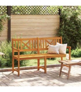 vidaXL Outdoor Bench Natural 150 x 56 x 90 cm Solid Acacia Wood — Size: 150 x 55.5 x 90 cm, Model: X-crossed backrest