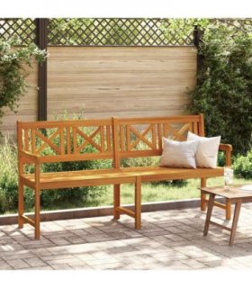 vidaXL Outdoor Bench Natural 180 x 56 x 90 cm Solid Acacia Wood — Size: 180 x 55.5 x 90 cm, Model: X-crossed backrest