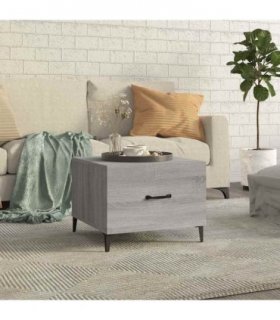 vidaXL Coffee Table with Metal Legs Grey Sonoma 50x50x40 cm