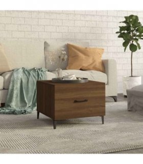 vidaXL Coffee Table with Metal Legs Brown Oak 50x50x40 cm