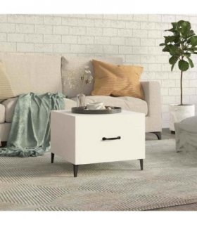 vidaXL Coffee Table with Metal Legs White 50x50x40 cm