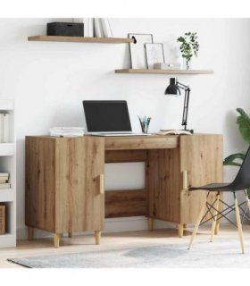 vidaXL Desk with Shelf Artisan Oak 140 x 50 x 75 cm Engineered Wood