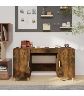 vidaXL Desk Smoked Oak 140x50x75 cm Engineered Wood