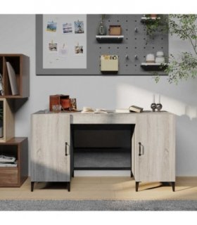 vidaXL Desk Grey Sonoma 140x50x75 cm Engineered Wood — V0672031804