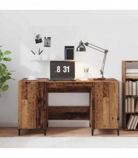 vidaXL Desk with Storage Old Wood 140 x 50 x 75 cm Engineered Wood