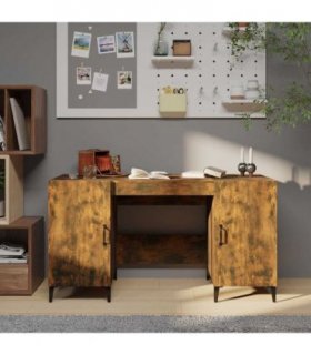 vidaXL Desk Smoked Oak 140x50x75 cm Engineered Wood — V0672031807