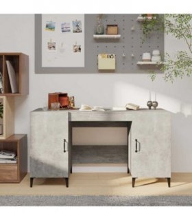 vidaXL Desk Concrete Grey 140x50x75 cm Engineered Wood — V0672031808