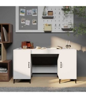 vidaXL Desk White 140x50x75 cm Engineered Wood — V0672031810