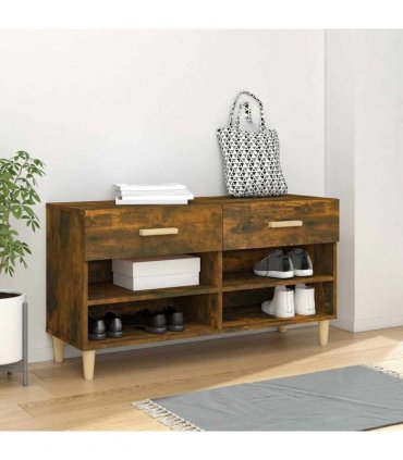 vidaXL Shoe Cabinet Smoked Oak 102x35x55 cm Engineered Wood