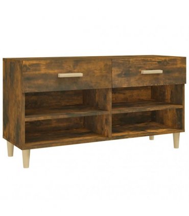 vidaXL Shoe Cabinet Smoked Oak 102x35x55 cm Engineered Wood