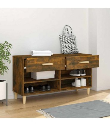 vidaXL Shoe Cabinet Smoked Oak 102x35x55 cm Engineered Wood