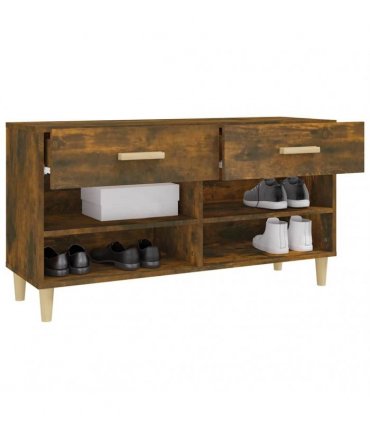 vidaXL Shoe Cabinet Smoked Oak 102x35x55 cm Engineered Wood