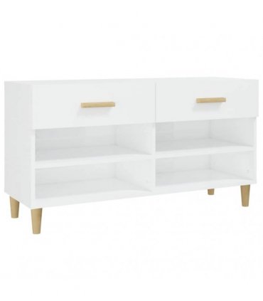 vidaXL Shoe Cabinet High Gloss White 102x35x55 cm Engineered Wood