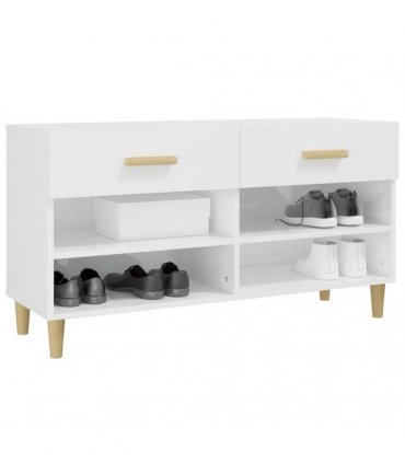vidaXL Shoe Cabinet High Gloss White 102x35x55 cm Engineered Wood