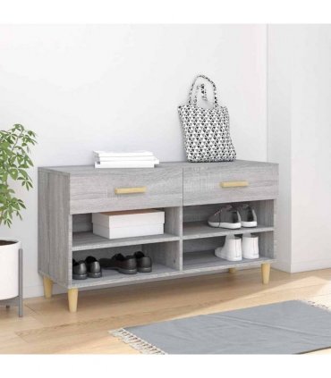 vidaXL Shoe Cabinet Grey Sonoma 102x35x55 cm Engineered Wood