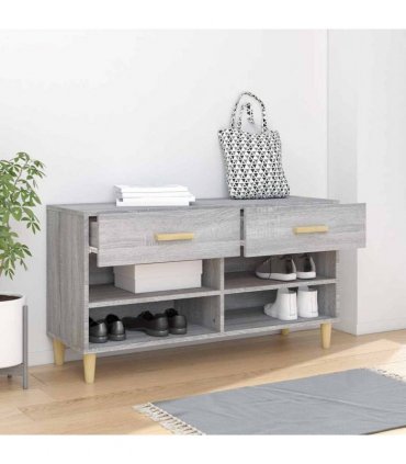 vidaXL Shoe Cabinet Grey Sonoma 102x35x55 cm Engineered Wood