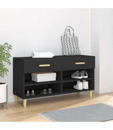 vidaXL Shoe Cabinet Black 102x35x55 cm Engineered Wood