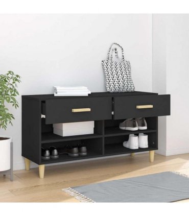 vidaXL Shoe Cabinet Black 102x35x55 cm Engineered Wood