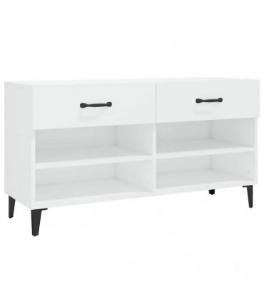 vidaXL Shoe Cabinet High Gloss White 102x35x55 cm Engineered Wood — V0672031841