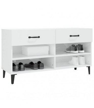 vidaXL Shoe Cabinet High Gloss White 102x35x55 cm Engineered Wood — V0672031841