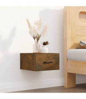 vidaXL Wall-mounted Bedside Cabinet Smoked Oak 35x35x20 cm — V0672031869