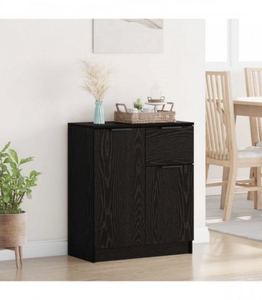 vidaXL Sideboard with Drawer Black Oak 60 x 30 x 70 cm Engineered Wood — V0672032086