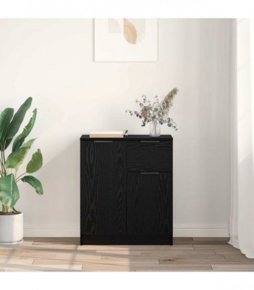 vidaXL Sideboard with Drawer Black Oak 60 x 30 x 70 cm Engineered Wood — V0672032086