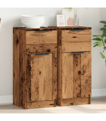 vidaXL Sideboards 2 pcs Old Wood 30x30x70 cm Engineered Wood