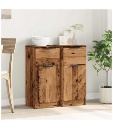 vidaXL Sideboards 2 pcs Old Wood 30x30x70 cm Engineered Wood