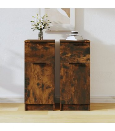 vidaXL Sideboards 2 pcs Smoked Oak 30x30x70 cm Engineered Wood