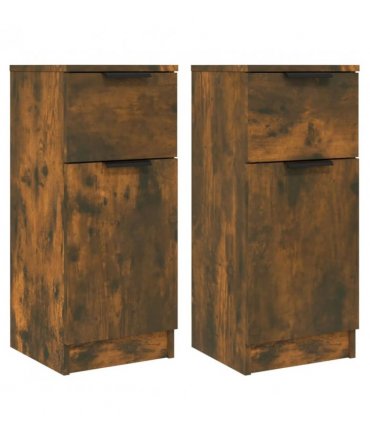 vidaXL Sideboards 2 pcs Smoked Oak 30x30x70 cm Engineered Wood