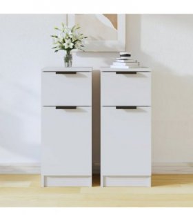 vidaXL Sideboards 2 pcs White 30x30x70 cm Engineered Wood