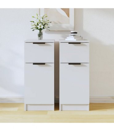 vidaXL Sideboards 2 pcs White 30x30x70 cm Engineered Wood