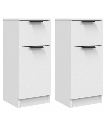 vidaXL Sideboards 2 pcs White 30x30x70 cm Engineered Wood