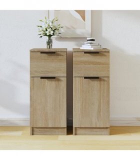 vidaXL Sideboards 2 pcs Sonoma Oak 30x30x70 cm Engineered Wood