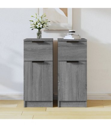 vidaXL Sideboards 2 pcs Grey Sonoma 30x30x70 cm Engineered Wood